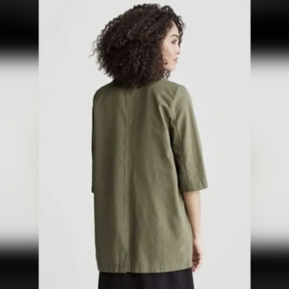 Eileen Fisher Organic Cotton Open Front Cardigan Jacket size XL Olive Green - Picture 10 of 11